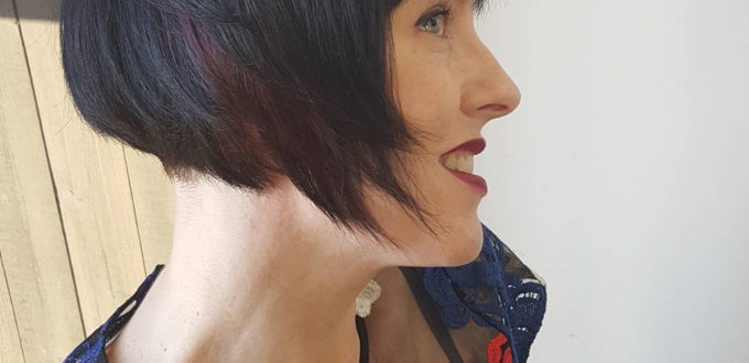 Darkest chocolate and wine red on a retro Bob! My favorite things! - Cindy Wade